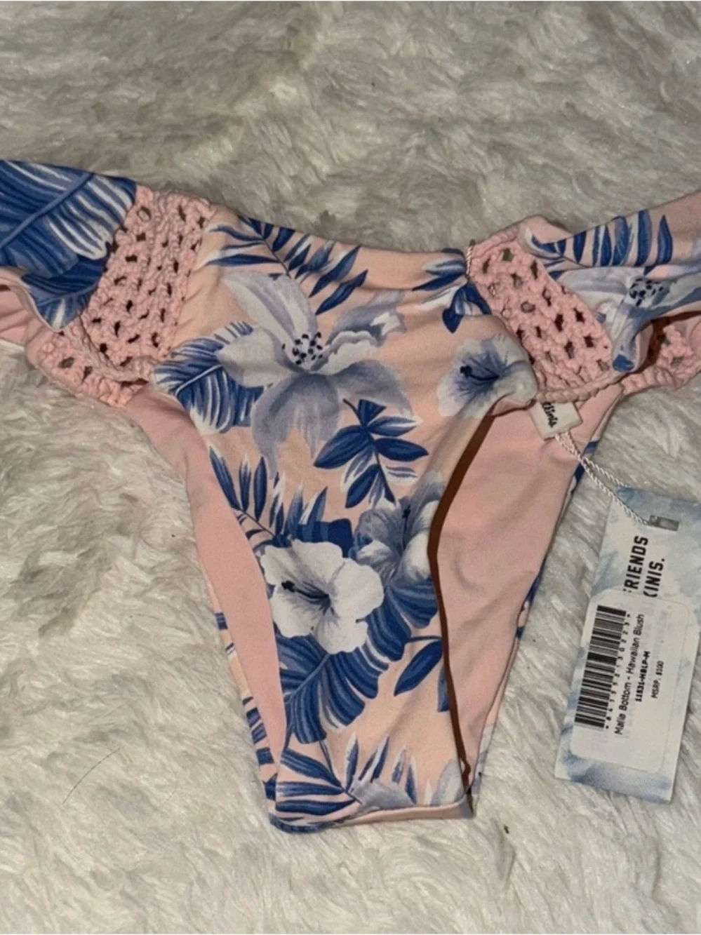 Frankie's Bikinis Peach & Blue Floral Tie-Front Bikini Set